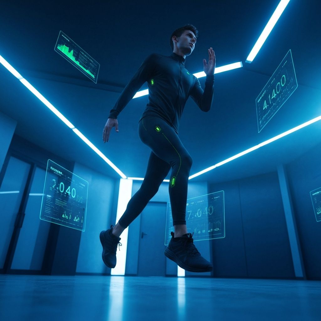 Athlete in a futuristic performance lab