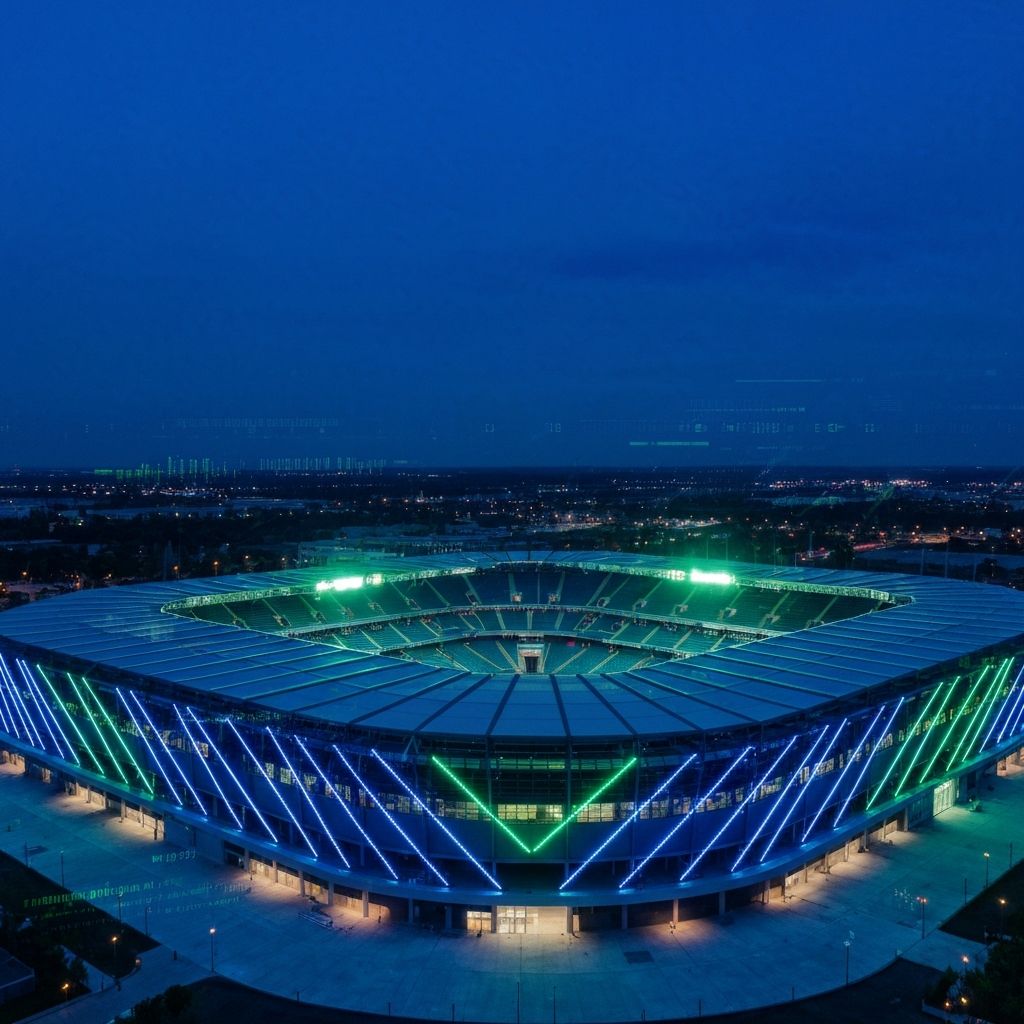 Smart stadium at twilight